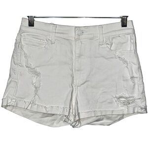 Abercrombie & Fitch High Rise Short White Denim Distressed Jean Shorts Size 2 26